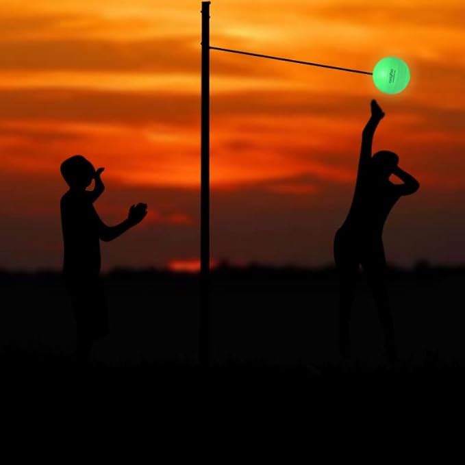 Portable Tetherball-Glow in The Dark Replacement Tether Ball with Carabiner, Ball Pump with Needle