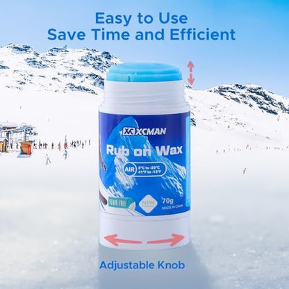 XCMAN Rub on Quick Wax for Ski/Snowboard/Nordic/Cross-Country with Easy cork applicator 70g