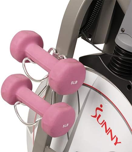 Sunny Health & Fitness Indoor Cycling Exercise Bike w/Pulse Sensors & 4-Way Adjustable Seat