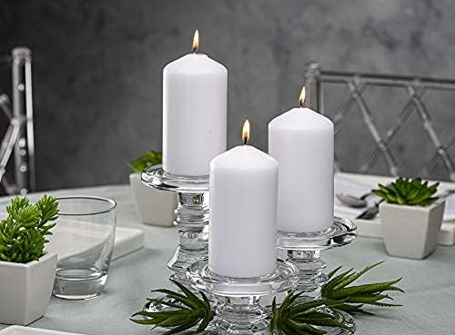 BOLSIUS 12 White Pillar Candles Bulk - 3x6 Inches Candle Set - 70+ Hours Clean Burning - No Palm