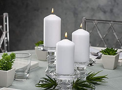 BOLSIUS 12 White Pillar Candles Bulk - 3x6 Inches Candle Set - 70+ Hours Clean Burning - No Palm
