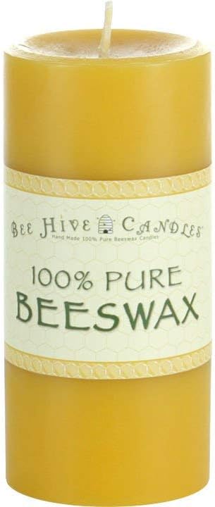 100% Pure Beeswax Pillar Candle (3" x 6") | Natural Beeswax Candles | Soy, Paraffin & Fragrance