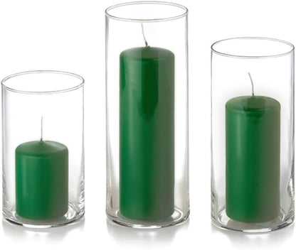 yummi Set of 36 Slim Pillars and Cylinder Vases - Hunter Green