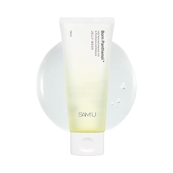 SAM'U Born Panthenol Jelly Wash, Korean Face Cleanser, Low pH Hydrating Gentle Bubble Cleanser