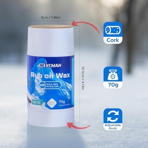 XCMAN Rub on Quick Wax for Ski/Snowboard/Nordic/Cross-Country with Easy cork applicator 70g