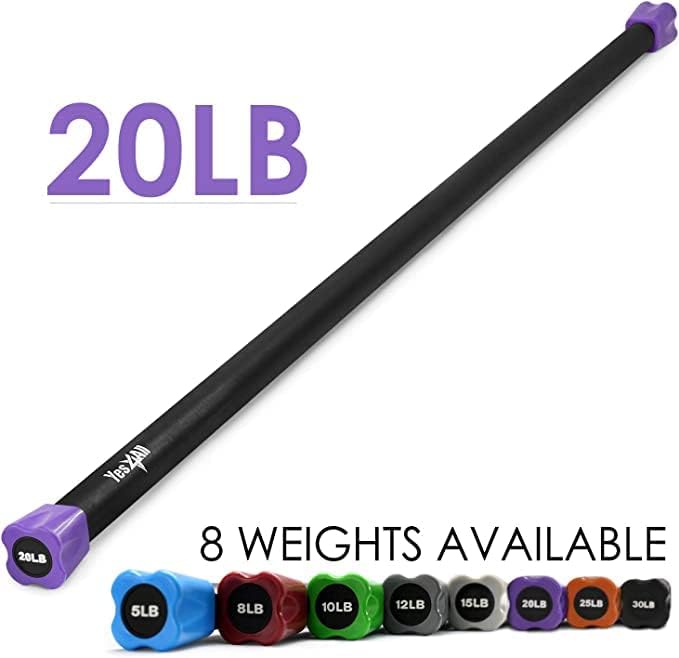 Yes4All Total Body Workout Weighted Bar, Resistance Band Bar, Racks for Strength Training, Exercise