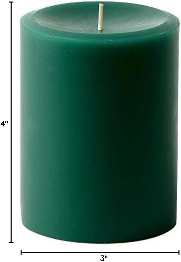 Mister Candle Dripless Unscented Pillar Candles, Set of 3 Hand Poured Solid Color Non-Scented