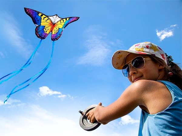 HONBO Butterfly Kites for Kids & Adults,55" x 28" Large Beginner Kite for Kids Ages 4-8,Easy to Fly