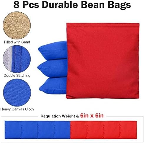 Solid Wood Premium Cornhole Game Set, Bean Bag Toss Game for Tailgate, Outdoor, Backyard