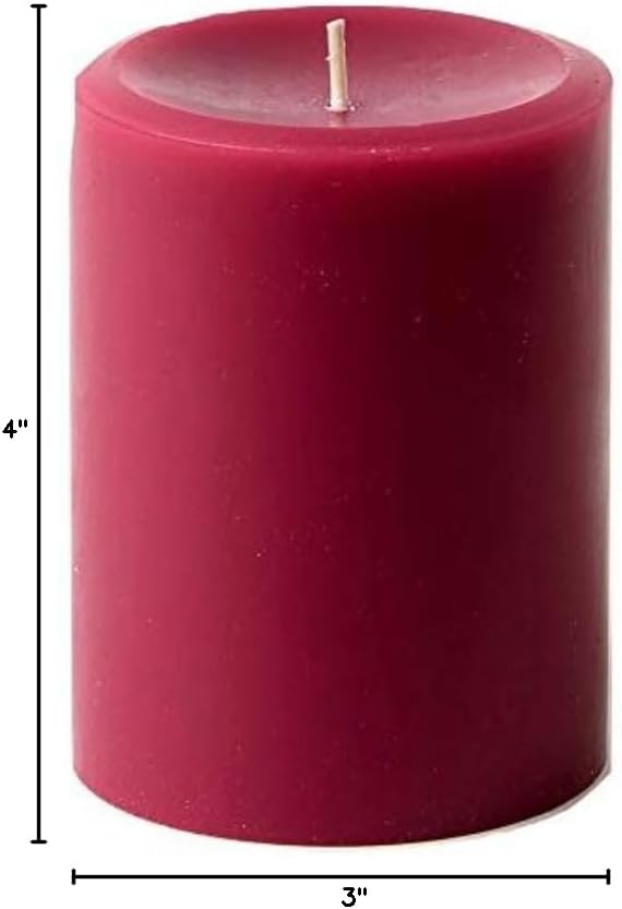 Mister Candle Dripless Unscented Pillar Candles, Set of 3 Hand Poured Solid Color Non-Scented