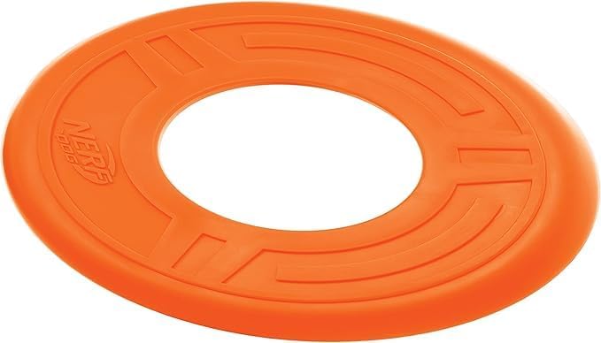 Nerf Dog Atomic Flyer Outdoor Dog Toy, 10 Inch Flying Disc Dog Fetch Toy, Rubber Dog Toy for Medium