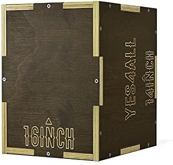 Yes4All Plyo Box, 3-in-1 Wooden Box Jumps for Home Gym (12/14/16?¯in), 450 lbs Boxes Step Up with