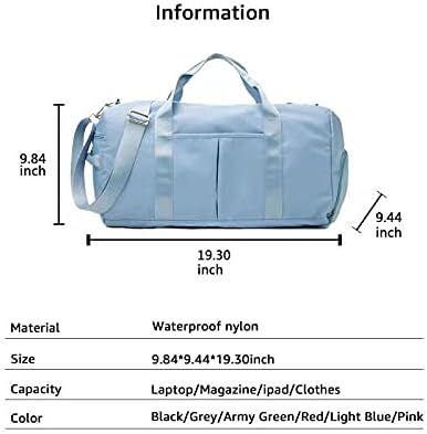 ZUEVI Sports Gym Duffel Bag for Men Women Waterproof Weekender Travel Bag with Shoes Compartment