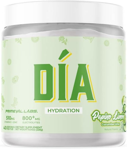 Primeval Labs Dia Hydration Electrolyte Powder | Vitamin C + Zinc, Taurine & Electrolytes | Low