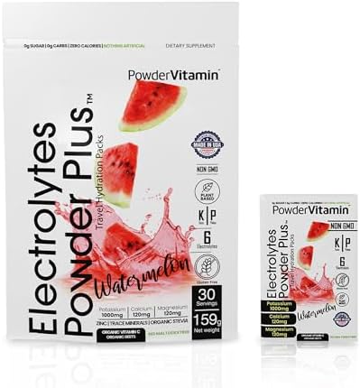 Electrolytes Powder Plus, Keto, Watermelon, Sugar Free, 1000mg Potassium, 120mg Calcium, 120mg