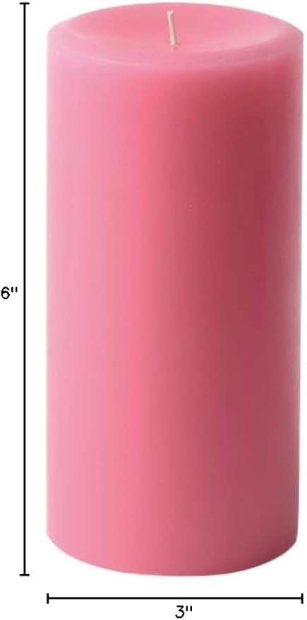 Mister Candle Dripless Unscented Pillar Candles, Set of 3 Hand Poured Pink Pillar Candles, Solid