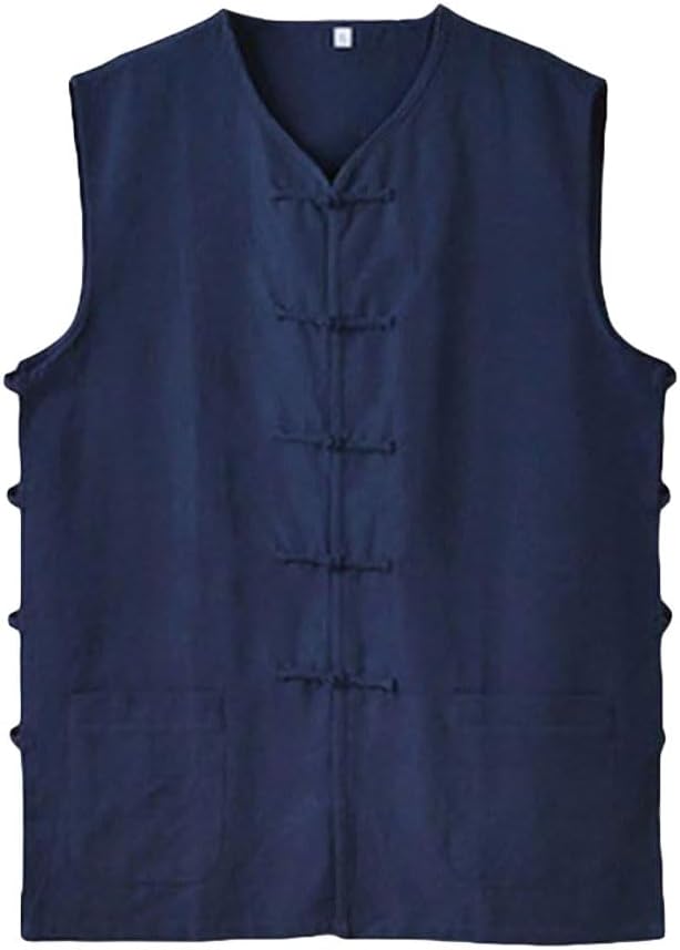 Men's Cotton Sleeveless Kung Fu Vest ??Traditional Chinese Martial Arts Tank Top Tai Chi Wing Chun