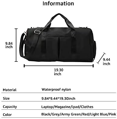 ZUEVI Sports Gym Duffel Bag for Men or Women Waterproof Weekender Travel Bag with Shoes Compartment