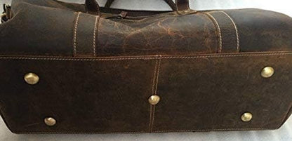 KomalC 24 Inch Leather Duffel Bags for Men and Women Travel Overnight Weekend Leather Bags Sports