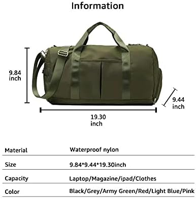 ZUEVI Sports Gym Duffel Bag for Women Waterproof Weekender Travel Bag with Shoes Compartment Dry
