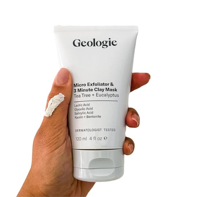 Geologie Micro Exfoliator & Clay Mask | 3-in-1 Deep Cleansing Face Wash, Pore Refining Mask & Skin