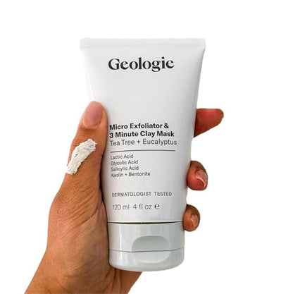 Geologie Micro Exfoliator & Clay Mask | 3-in-1 Deep Cleansing Face Wash, Pore Refining Mask & Skin