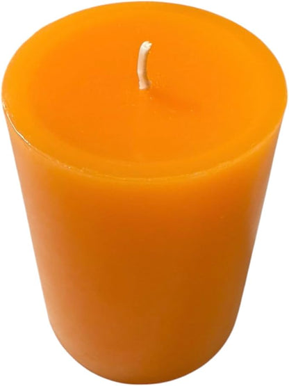 Mister Candle Dripless Unscented Orange Pillar Candles, Set of 3 Hand Poured Solid Color