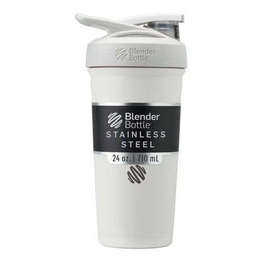 BlenderBottle Sport Flip Stainless Steel Shaker Bottle 24 oz White