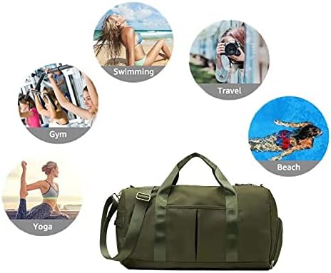 ZUEVI Sports Gym Duffel Bag for Women Waterproof Weekender Travel Bag with Shoes Compartment Dry