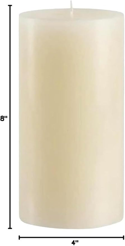 Mister Candle Non Scented Luxury 4 x 8 Pillar Candle, Hand Poured Ivory Unscented Candle for Home