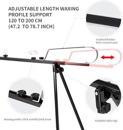 XCMAN Cross Country Nordic Ski Waxing Single Profile Bench Table with Foldable Legs for