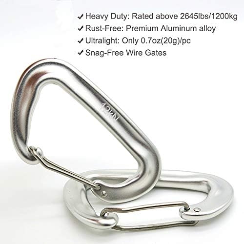 12kN 3.2"x2" Heavy-Duty Carabiner Clips - Durable, Lightweight Aluminum Alloy Carabiners for