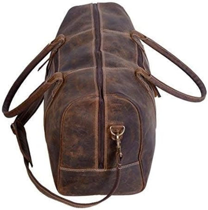 KomalC 24 Inch Leather Duffel Bags for Men and Women Travel Overnight Weekend Leather Bags Sports