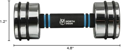 Northdeer Steel Dumbbells Ultracompact & Adjustable Chrome Dumbbell with Foam Handles 5lb 10lb 15lb