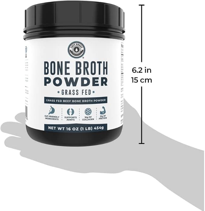 16oz Bone Broth Protein Powder From Grass Fed Beef - Unflavored, Single Ingredient - Rich in