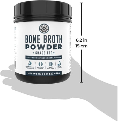 16oz Bone Broth Protein Powder From Grass Fed Beef - Unflavored, Single Ingredient - Rich in
