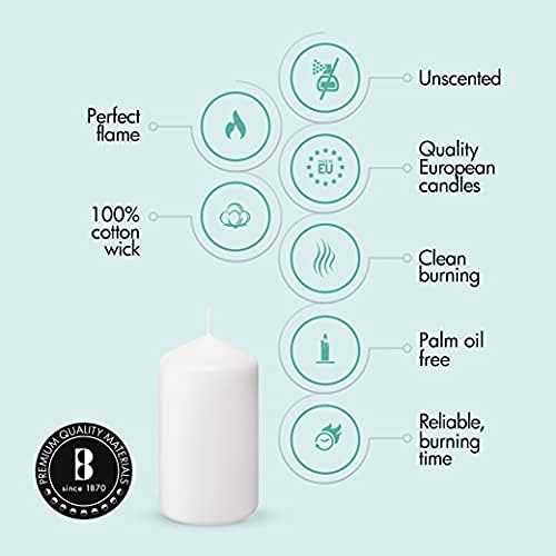 BOLSIUS 12 White Pillar Candles Bulk - 3x6 Inches Candle Set - 70+ Hours Clean Burning - No Palm