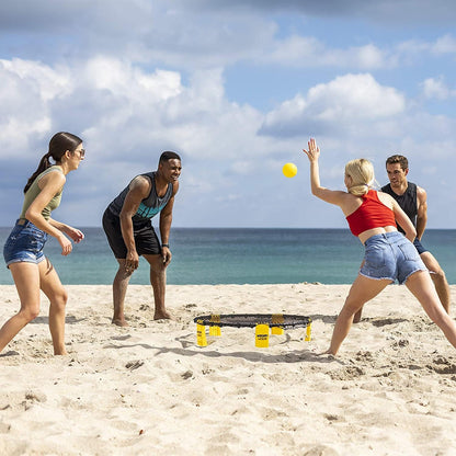 Kan Jam & Strike Jam Combo Outdoor Game Set – Flying Disc Toss & Roundnet Spike Ball Backyard Game