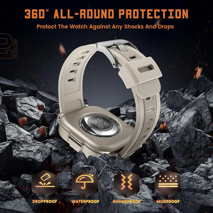 3-in-1 Waterproof Apple Watch Case with Band (44mm) – Full Coverage Bumper with Built-in Screen