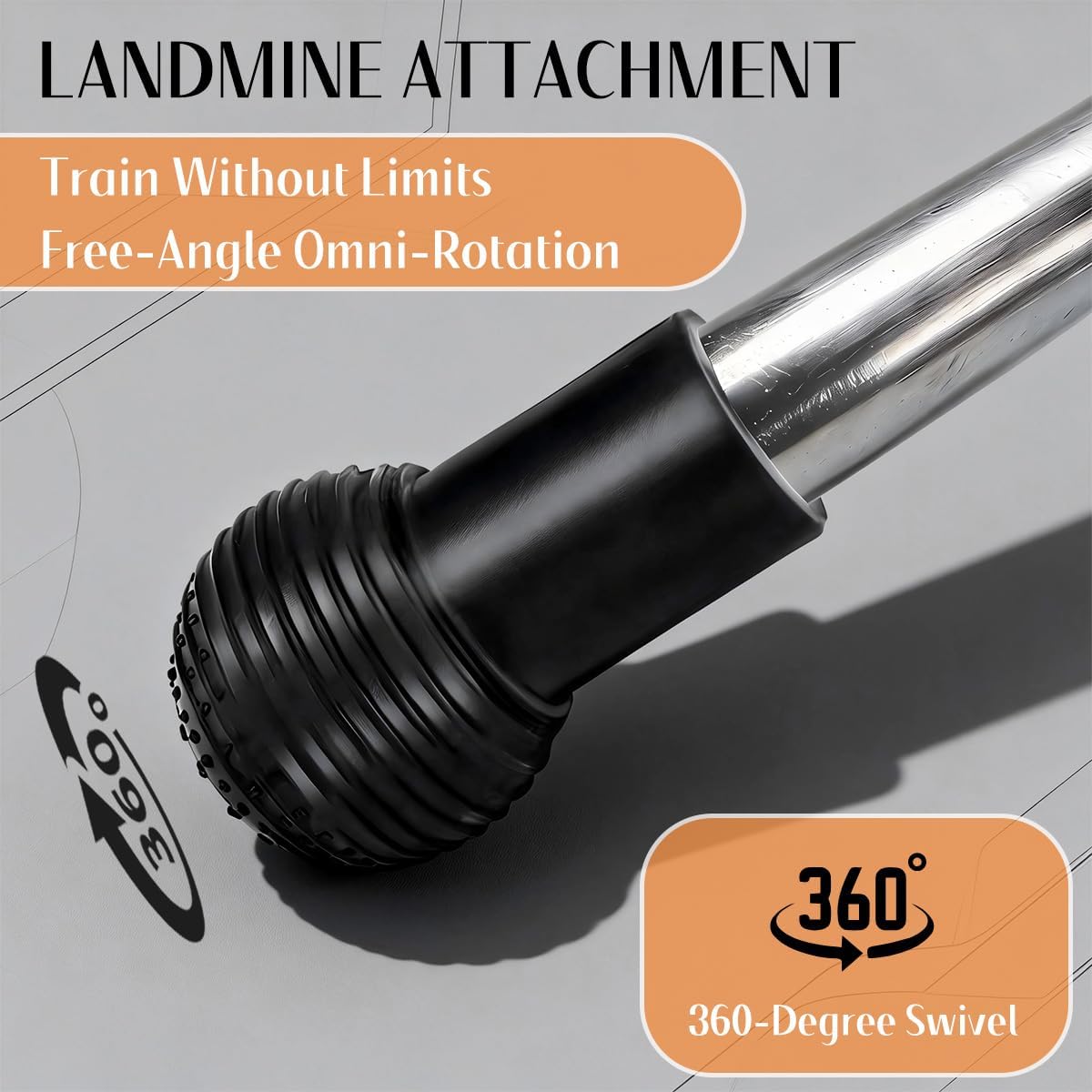 SerniaXin Landmine Attachment for Barbell, 360° Rotation Rubber Base for 2" Olympic Bars, Non-Slip