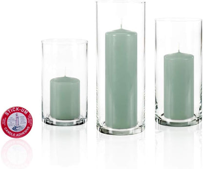 yummi Set of 12 Slim Pillars and Cylinder Vases - Sage