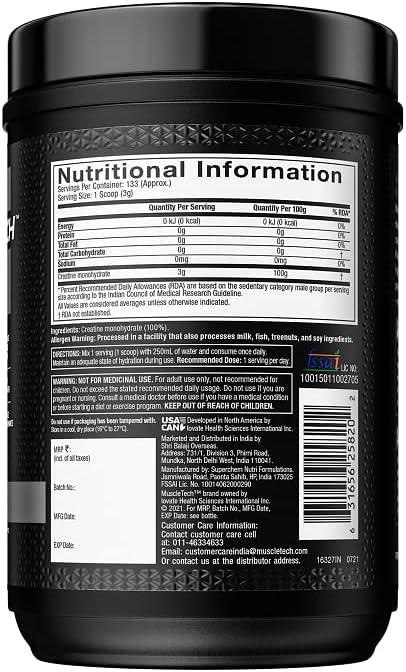 Muscletech Creatine Monohydrate Powder, Platinum Pure - Unflavored Micronized Creatine for Men &