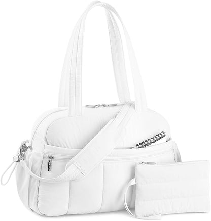 TOPDesign Travel Duffel Bag for Women, Puffer Gym Bag Sports Tote with Wet Pocket, Carry On
