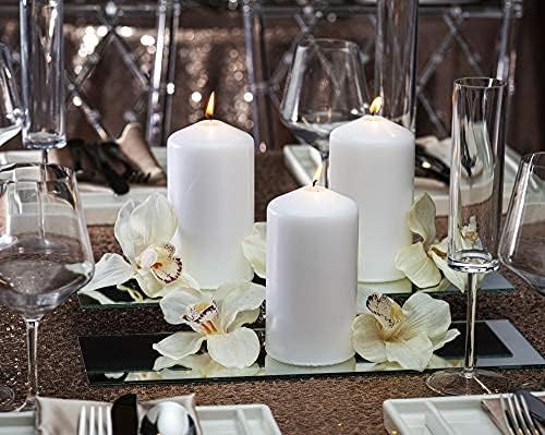 BOLSIUS 12 White Pillar Candles Bulk - 3x6 Inches Candle Set - 70+ Hours Clean Burning - No Palm
