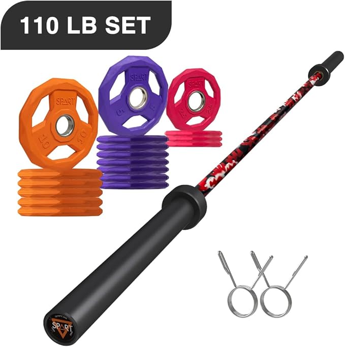 7FT Olympic Barbell Bar with Weight Plate Set Combo, Solid Olympic Bar with Bearings, 700Lbs