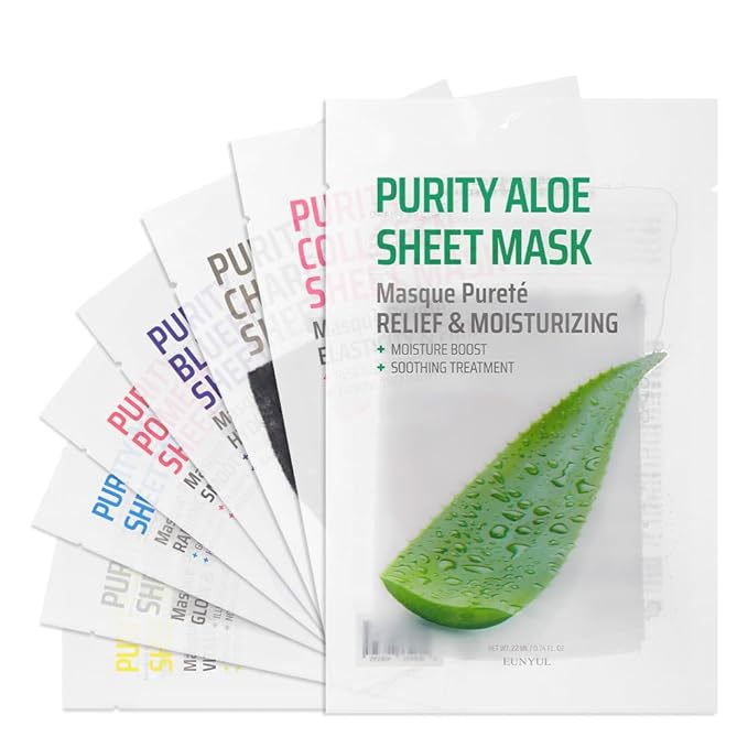 EUNYUL [PACK OF 16 Purity Facial Sheet Mask Pack 16 types Korean Skincare Hydrating & Nourishing &