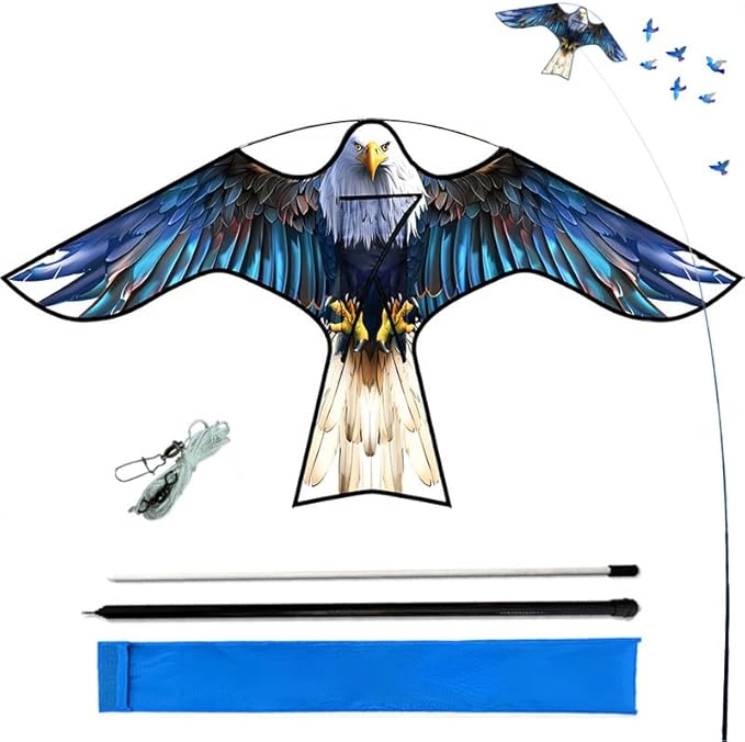 HENGDA KITE Bird Hawk Flying Kite with Pole Crops Farm Protector Bird Scarer Flying Kite with 4m