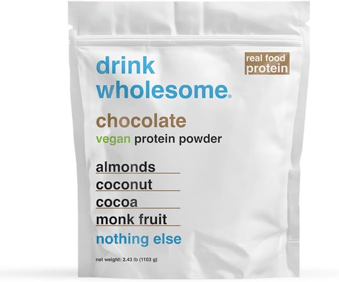 drink wholesome Vegan Chocolate Almond Protein Powder | for Sensitive Stomachs | Additive & Dairy