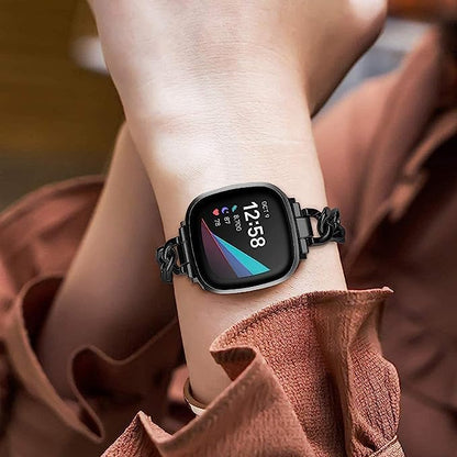 Cool Women Chain Metal Smartwatch Bands Compatible for Fitbit Sense/Fitbit Versa 3 Bands for Dressy