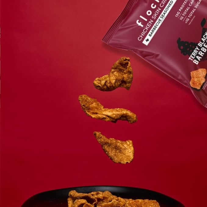 Flock Keto Chicken Skin Chips | Terry Black's BBQ Flavor | Low Carb, High Protein, Sugar Free